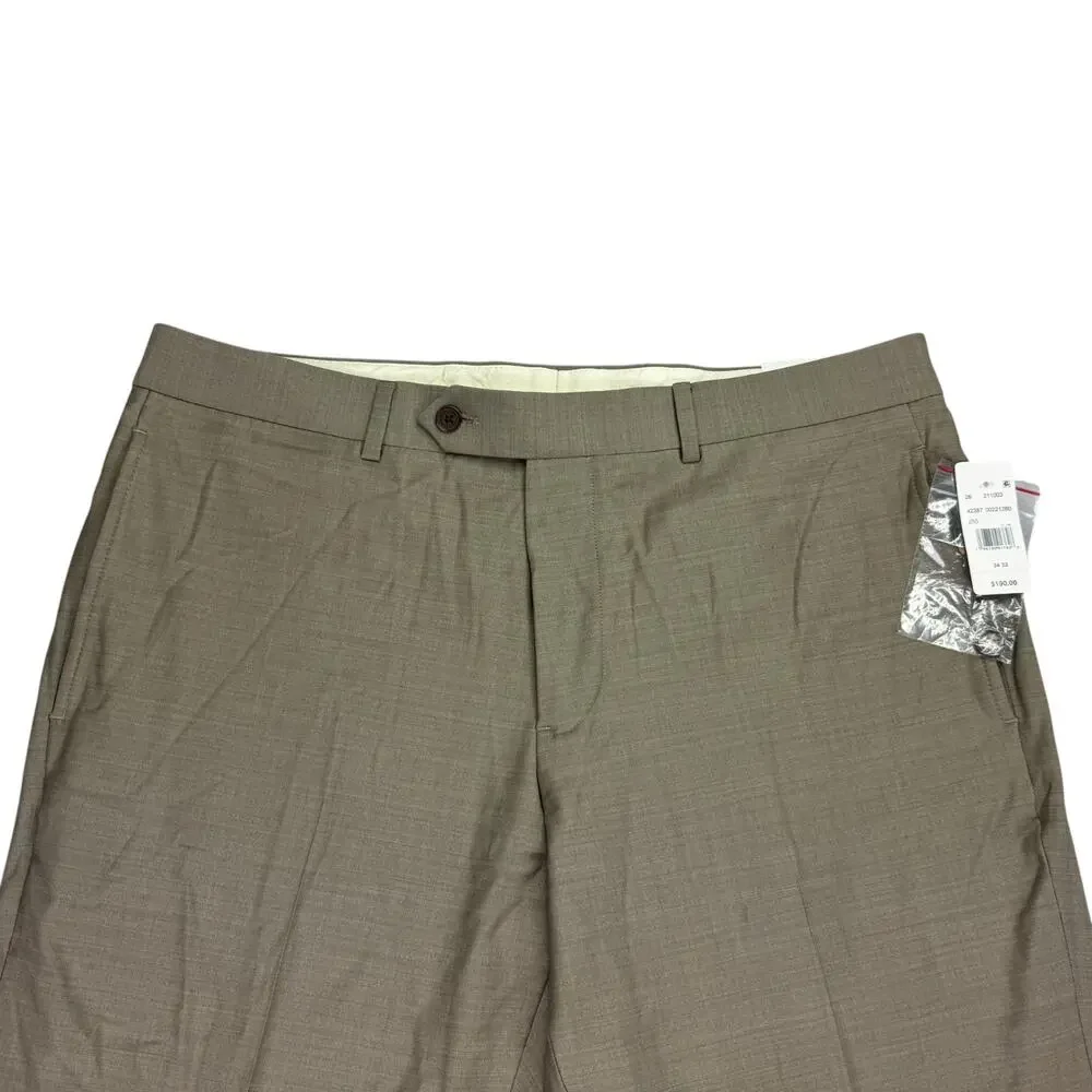 Brooks Brothers Mens Classic Fit Wool Blend Stretch Suit Pants Beige 34x32